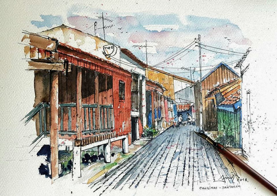 De Jorge Jesus e do ópio, à gente humilde do futuro! Aldeia das Caneiras. Pintura de João André